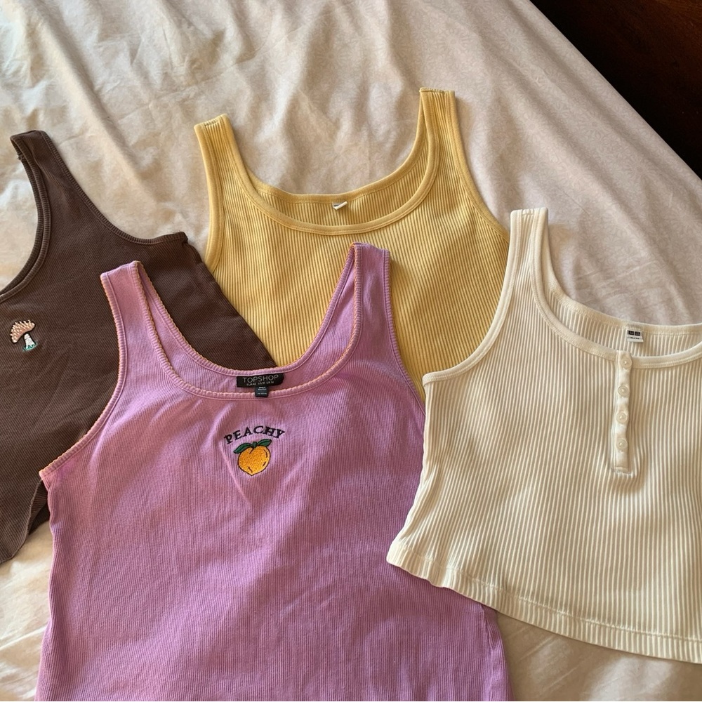 Women's Tank Tops - Purple, Yellow, Cream, Brown